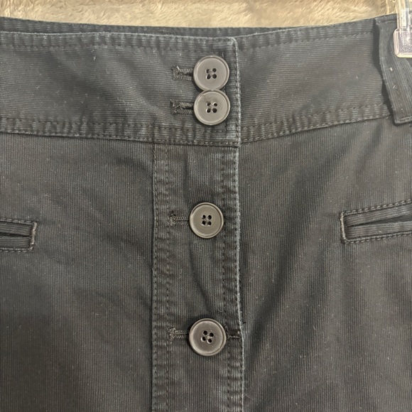 Ann Taylor Loft Pencil Knee Length Skirt Sz 6 Black Button Down Preppy Career - Picture 3 of 8